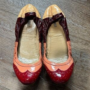 Miu Miu red pink and nude patent leather ballet slippers size 38